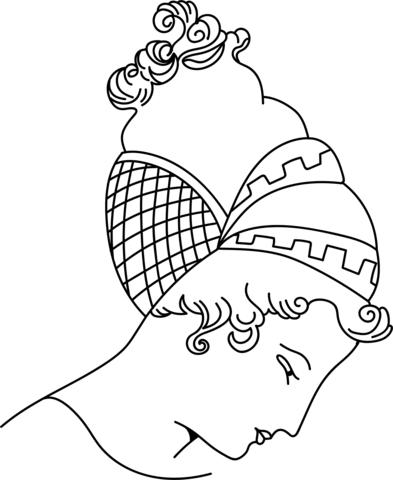 Greco Roman Ancient Coiffure Coloring Page